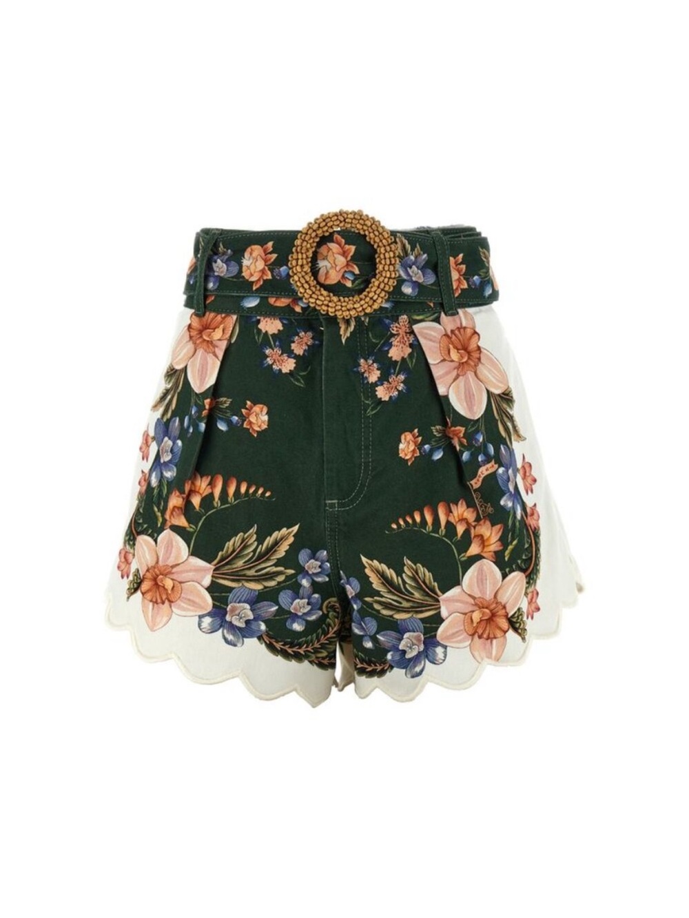NWT FARM RIO Green Berry Garden Beaded Buckle Twill Shorts Size 25